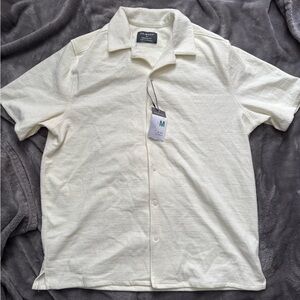 Primark Men's Off-White Casual Button Down Shirt